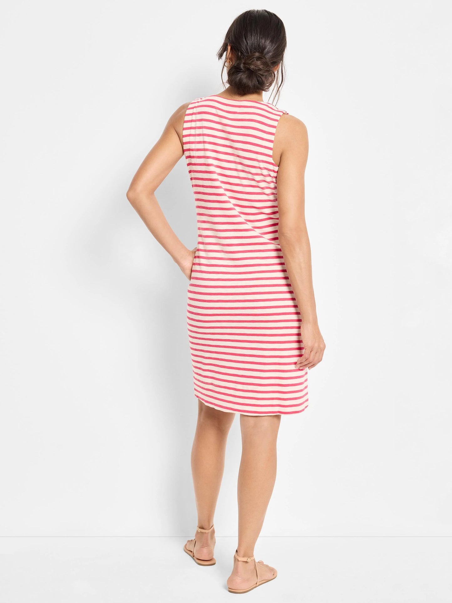 NZT Striped Sleeveless V-Neck Dress