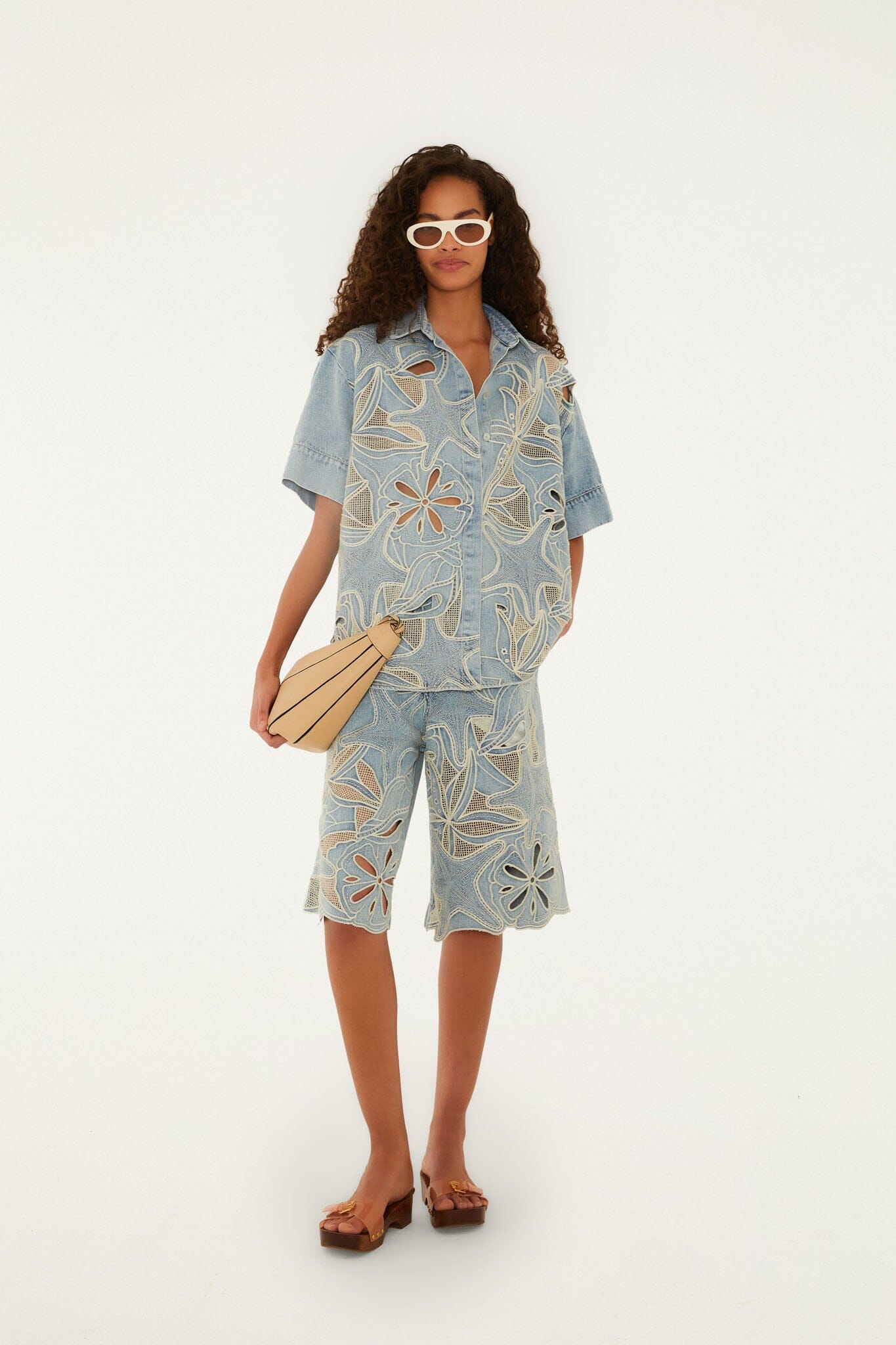 Denim Sea Desire Embroidered Short Sleeve Shirt