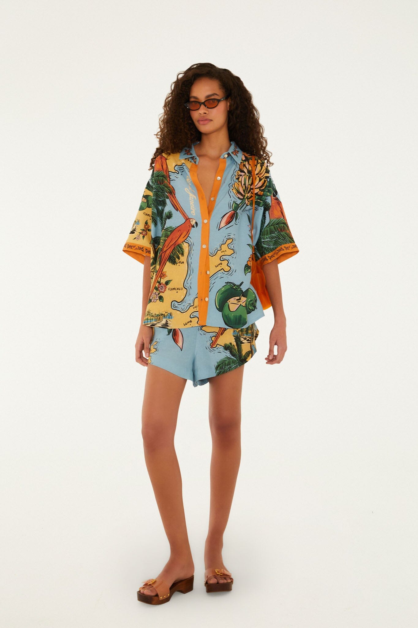Multicolor Beaches Path Drawstring Shorts