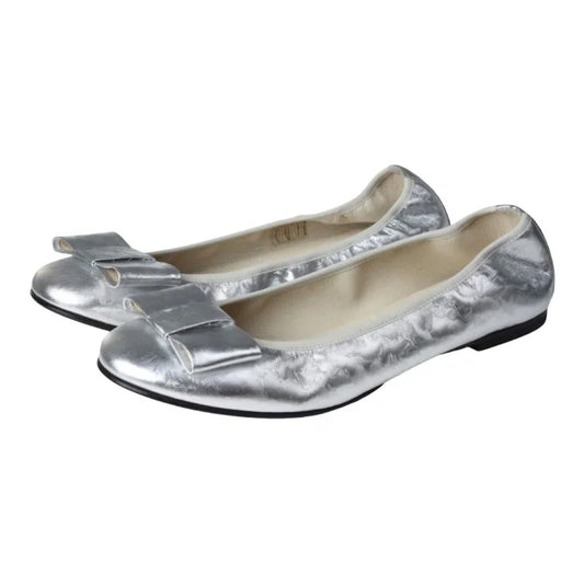 1412 - Silver Soft Leather Flats for Girl/Teen/Women by London Kids