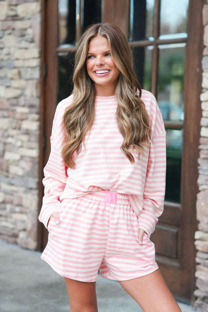 Striped Patch French Terry Pullover