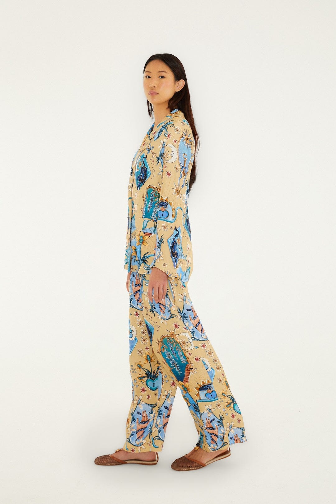 Sand Mystical Wide-Leg  Pants