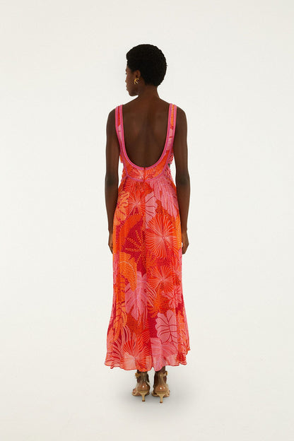 Multicolor Delicate Forest Cut-Out Maxi Dress