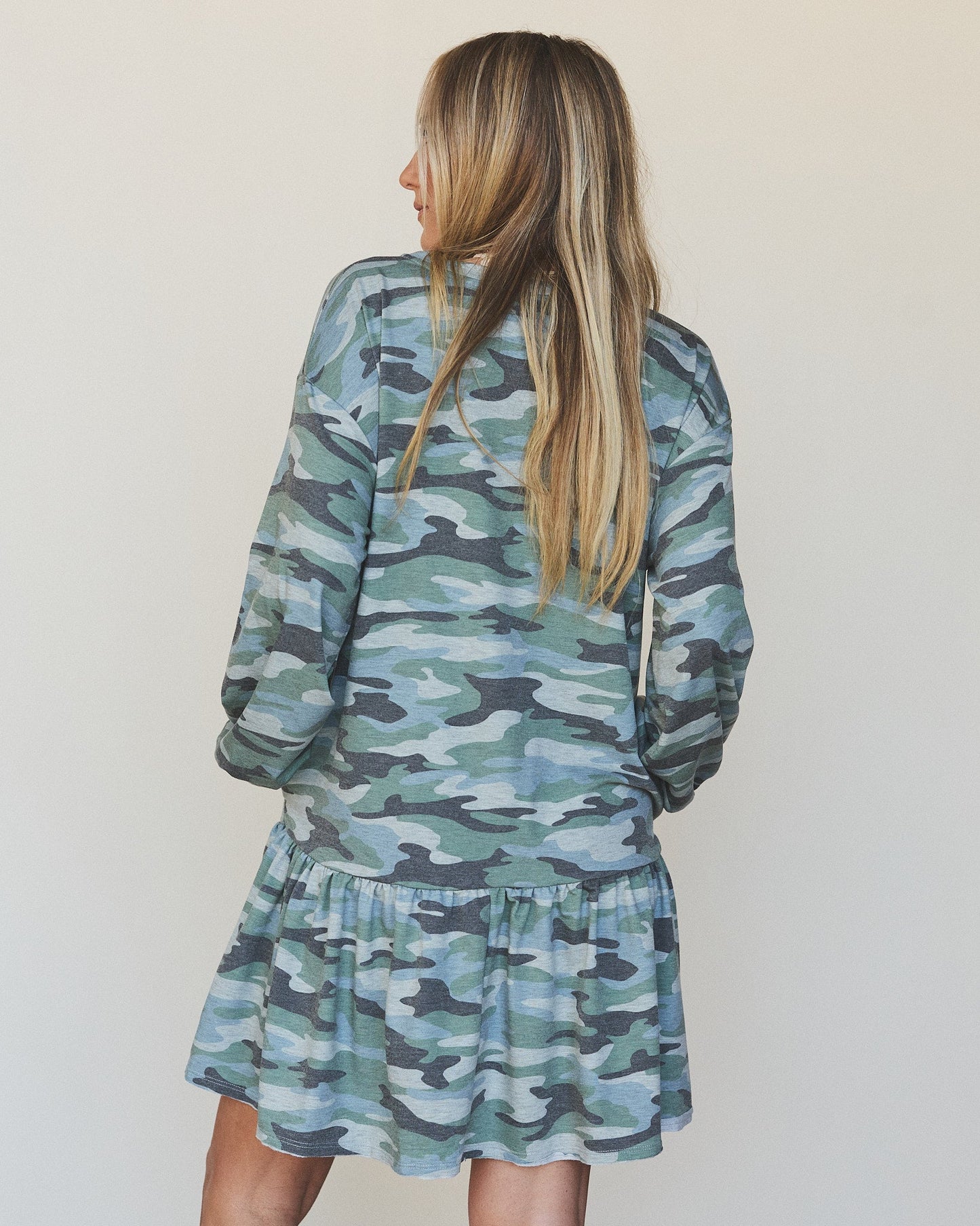 The Nest Jade Long Sleeve Mini Dress - Olive Charcoal