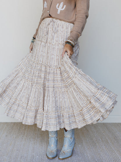 Frolic Fancy Maxi Skirt - Latte