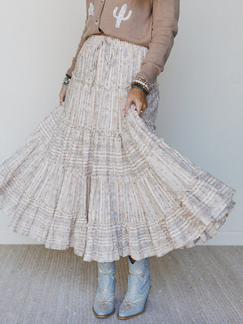 Frolic Fancy Maxi Skirt - Latte