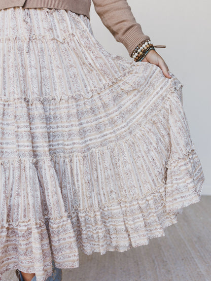 Frolic Fancy Maxi Skirt - Latte