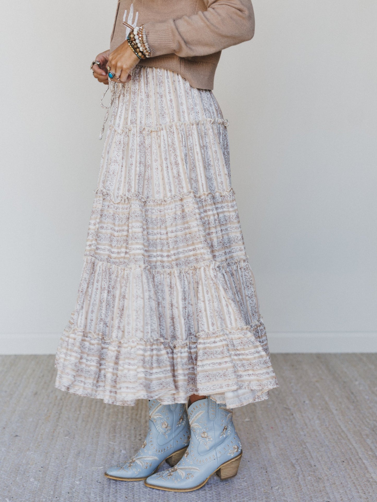 Frolic Fancy Maxi Skirt - Latte