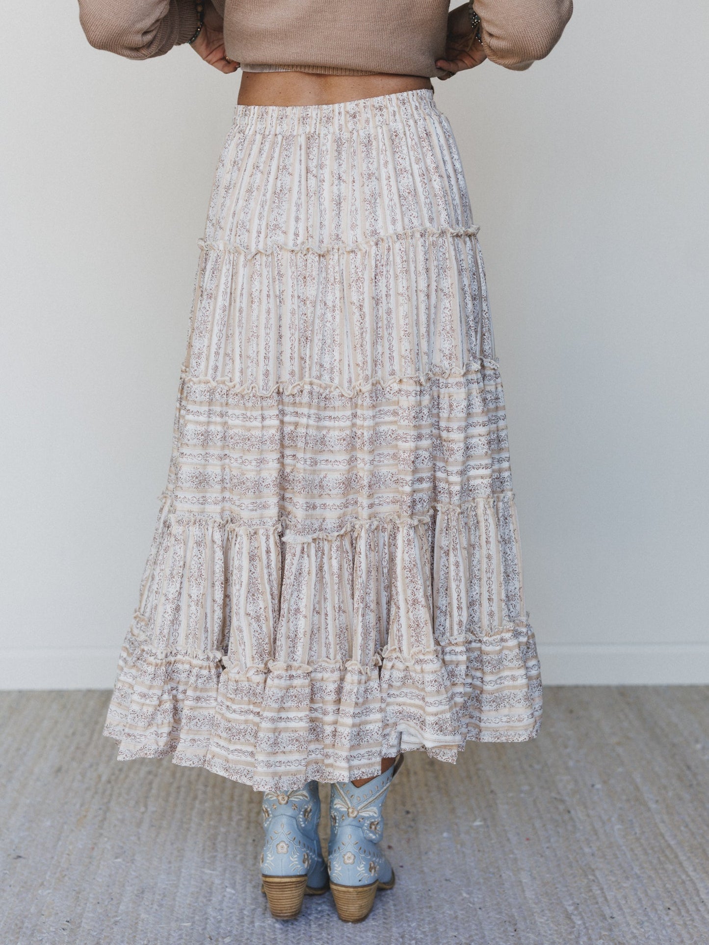 Frolic Fancy Maxi Skirt - Latte