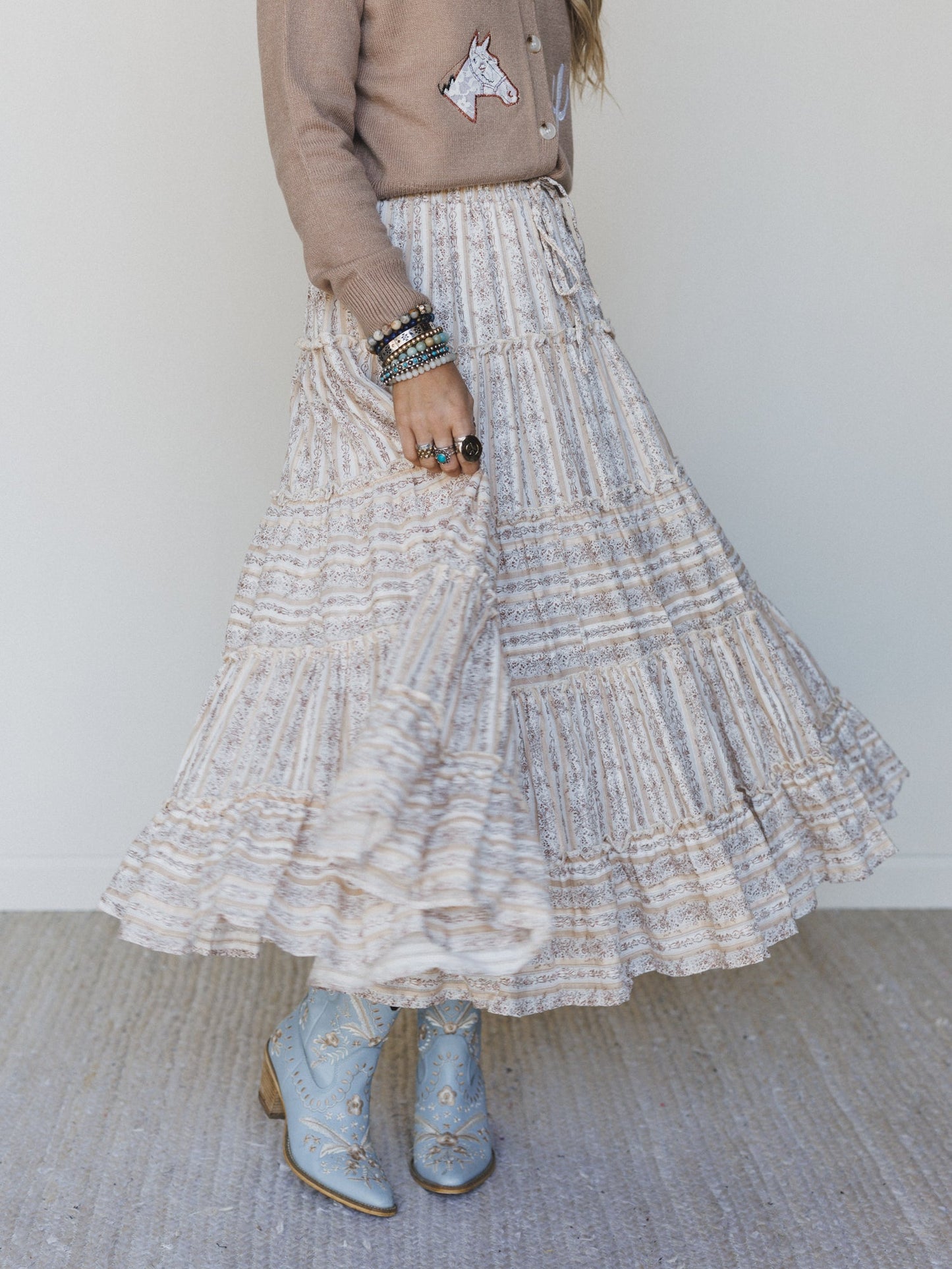Frolic Fancy Maxi Skirt - Latte
