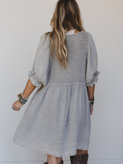 Quinn Puff Sleeve Mini Dress - Ash