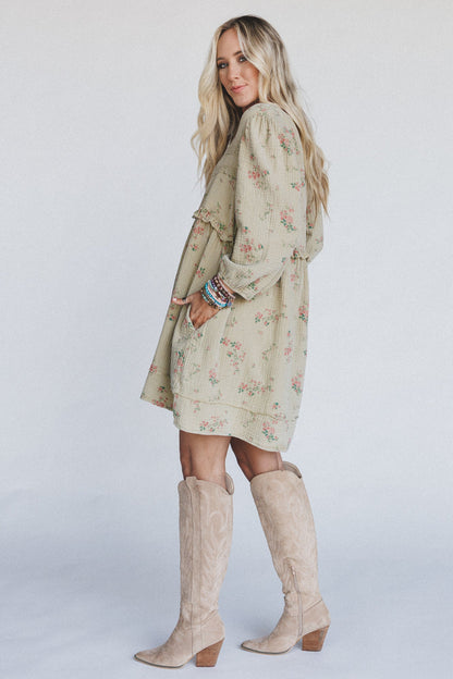 Infinite Dreamer Floral Babydoll Dress - Sage