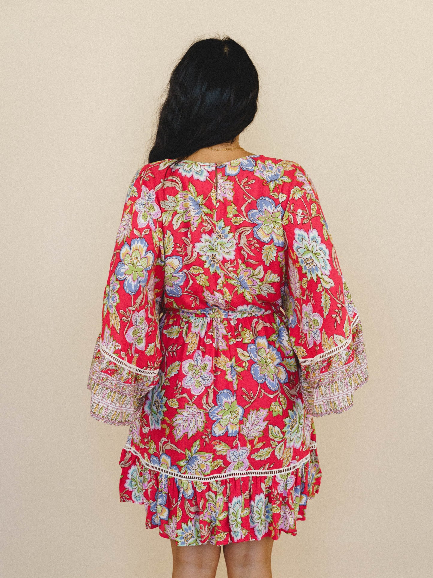 Dreamy Doll Printed Dress - Coral