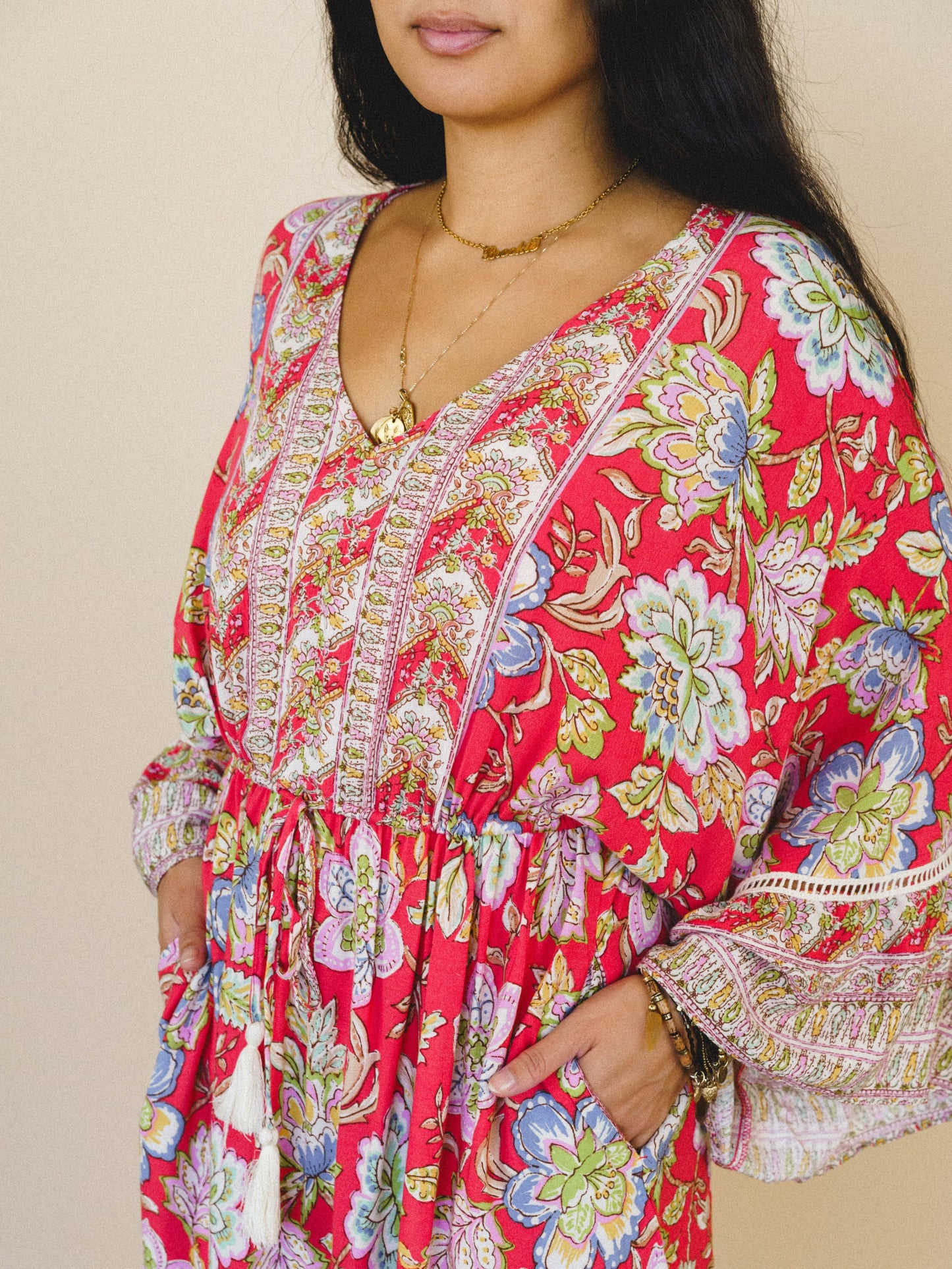 Dreamy Doll Printed Dress - Coral