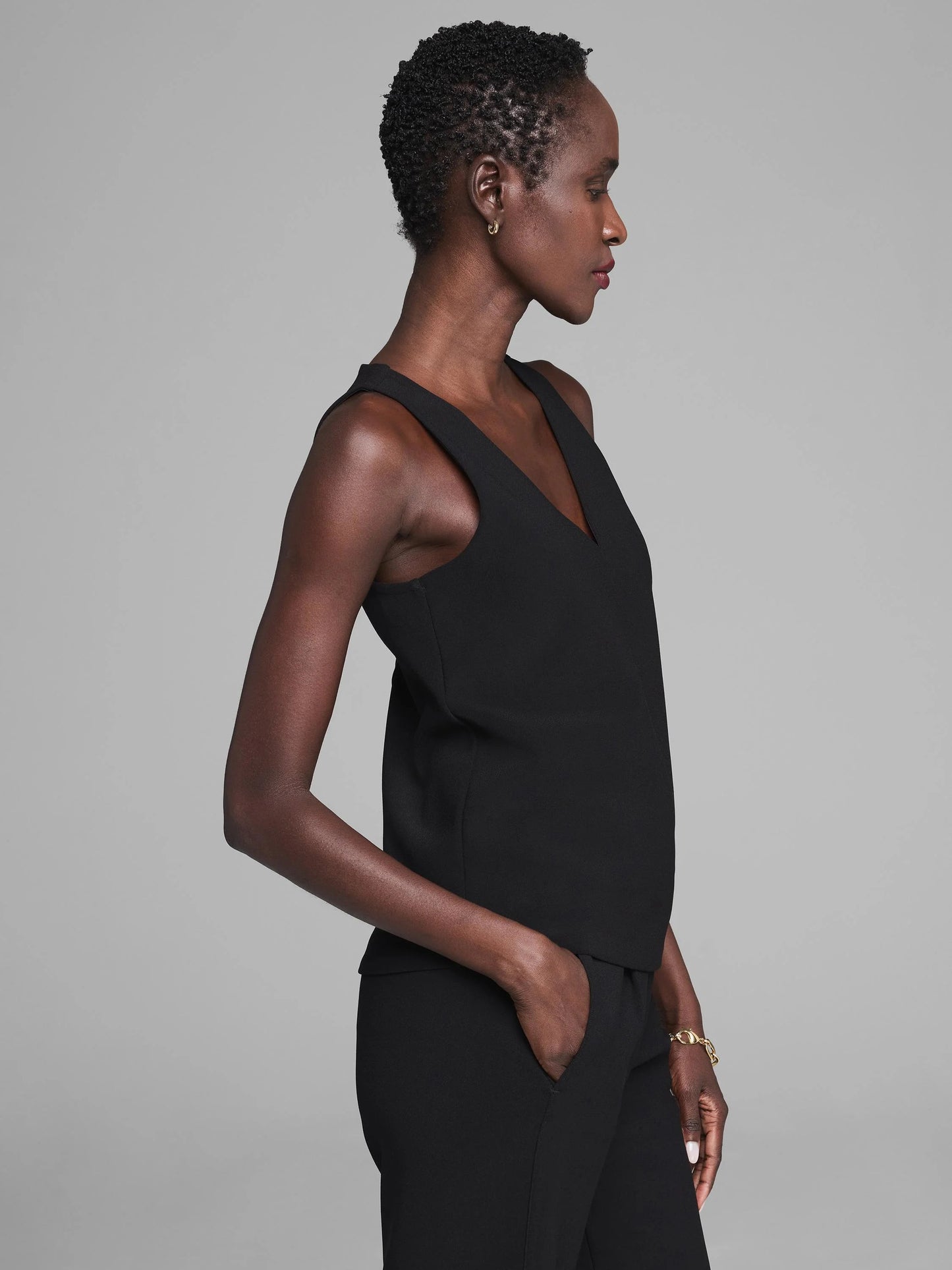 Gold Label Knit Scuba V-Neck Tank