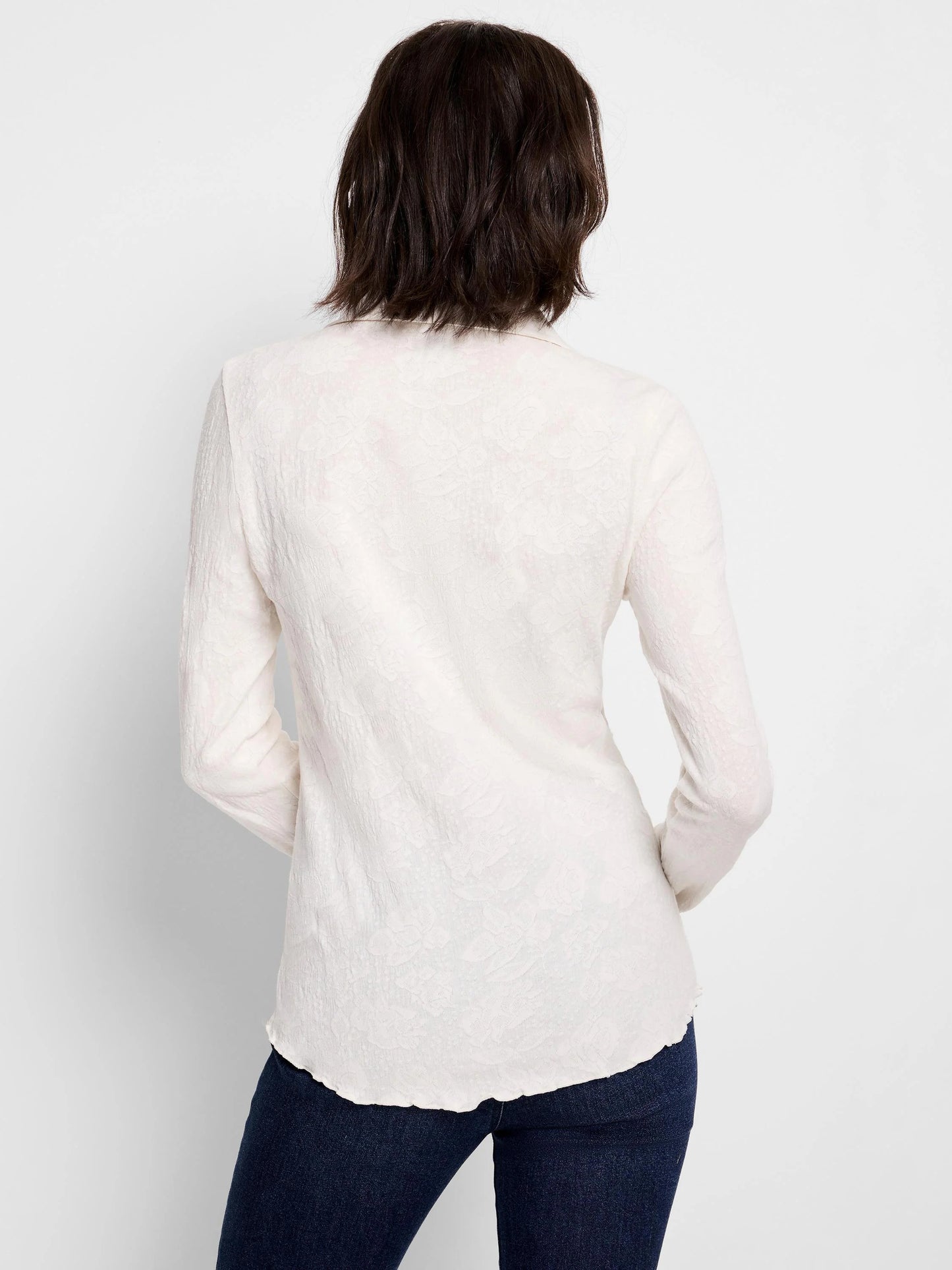 Lace Knit Collared Top