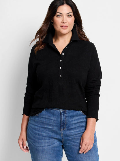 Lace Knit Collared Top