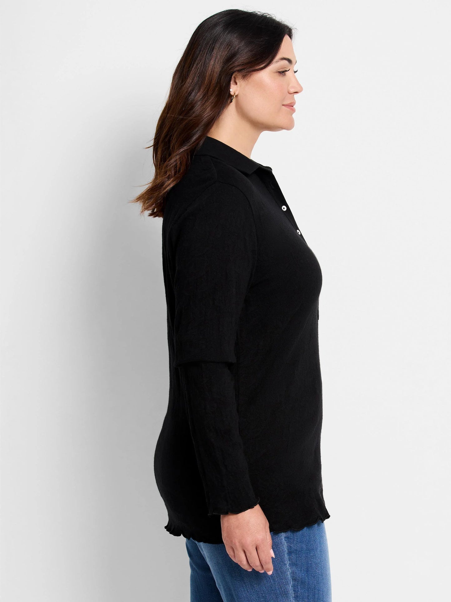 Lace Knit Collared Top