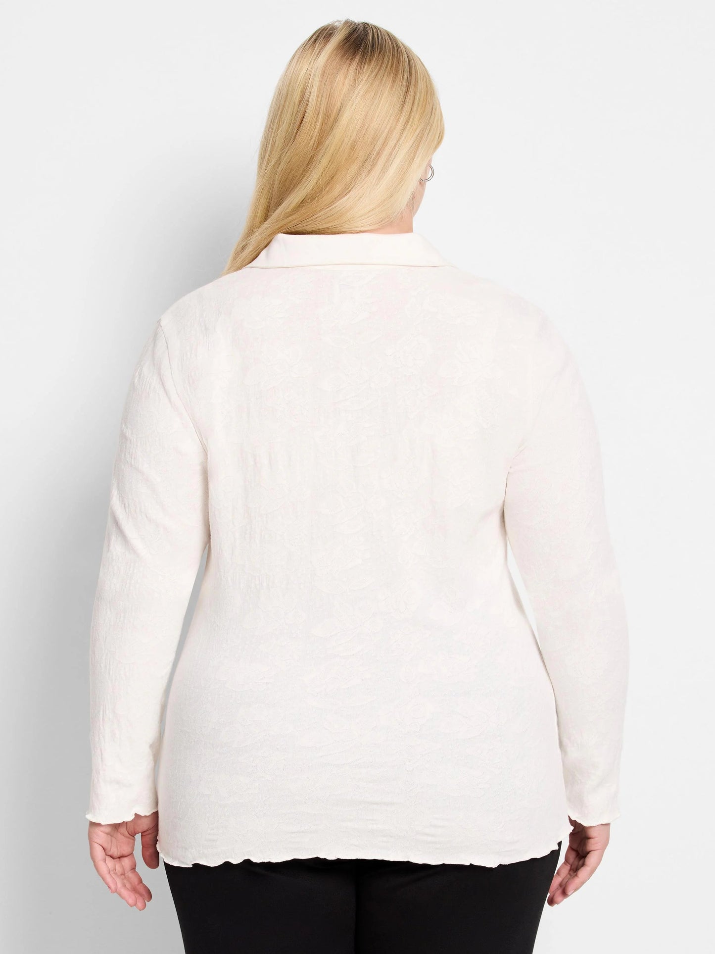 Lace Knit Collared Top