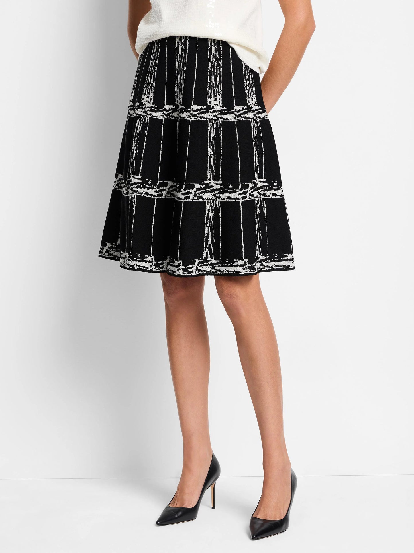 Etched Plaid Knit Skirt