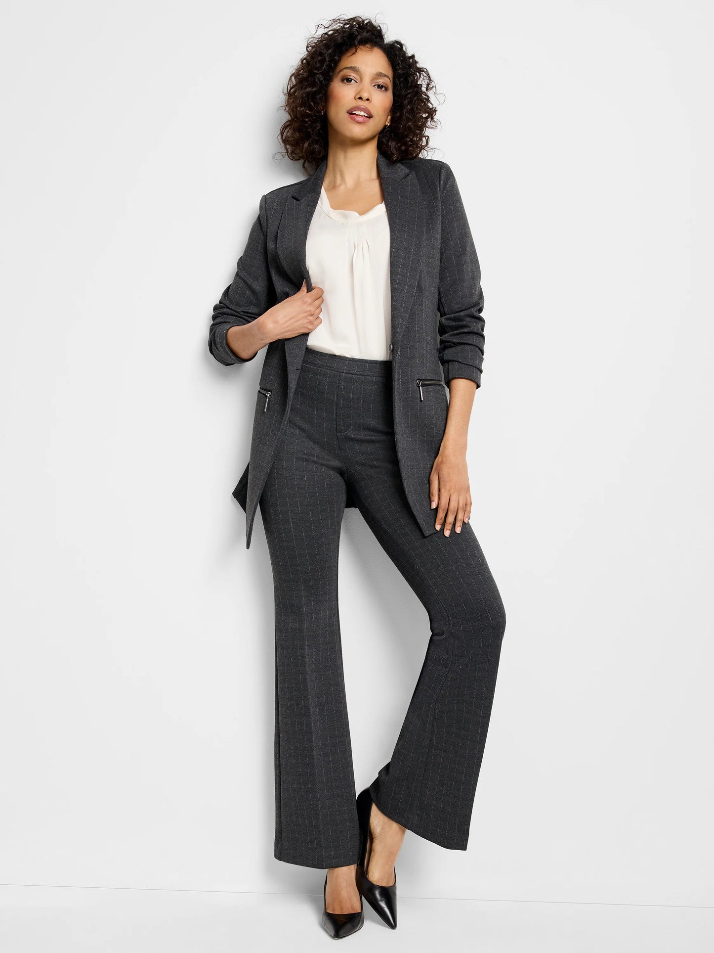 Pinstripe Knit Bootcut Pant