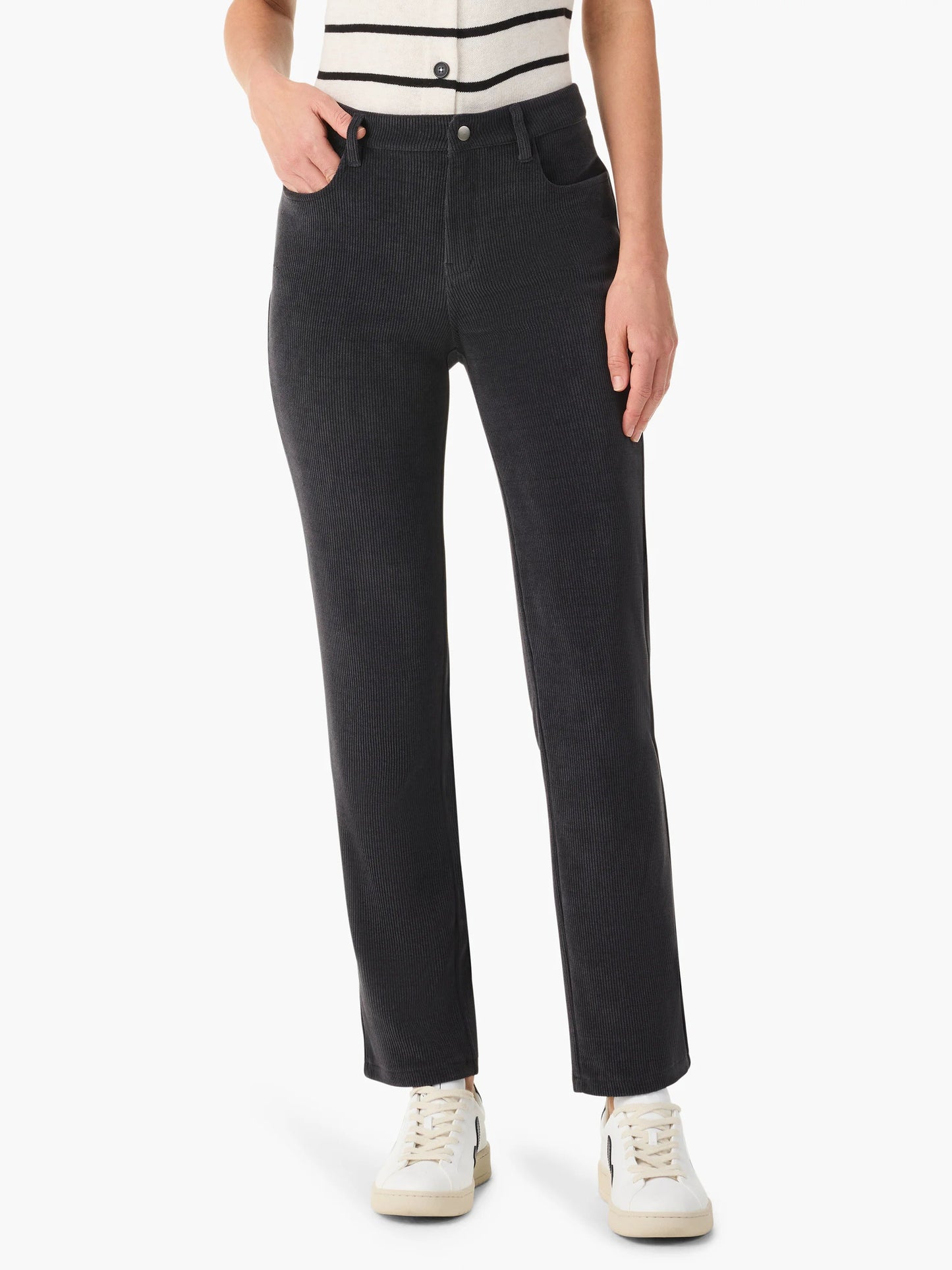 Mid Rise Corduroy Straight Ankle Pant