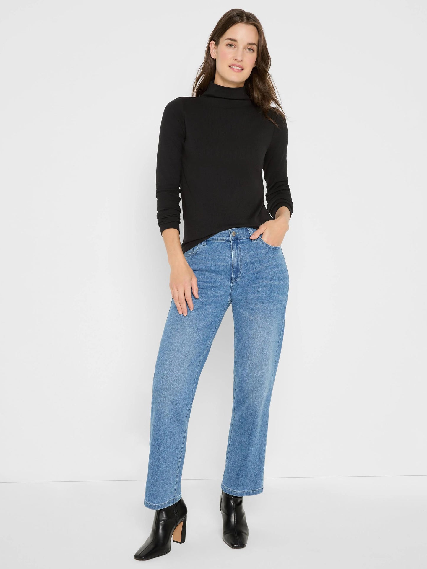Perfect Knit Rib Long Sleeve Mock Tee