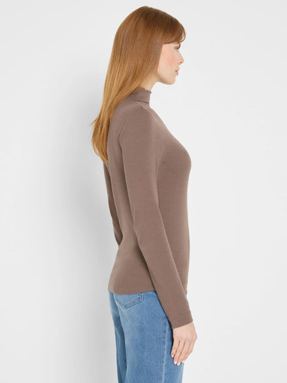 Perfect Knit Rib Long Sleeve Mock Tee