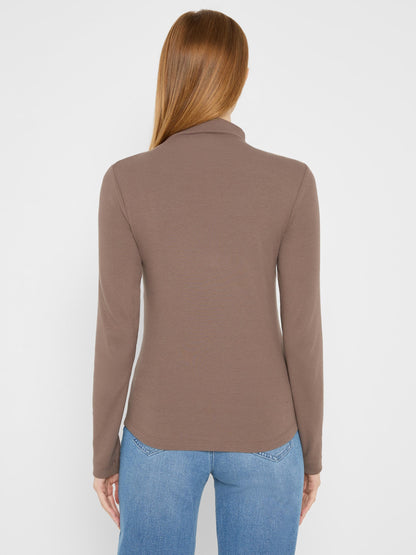 Perfect Knit Rib Long Sleeve Mock Tee