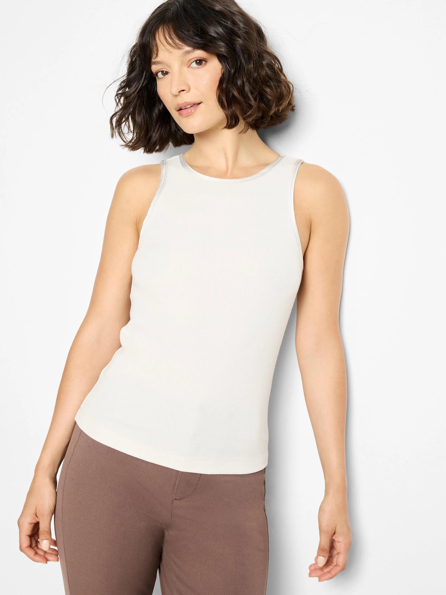 Trimmed Perfect Knit Ribbed Tank