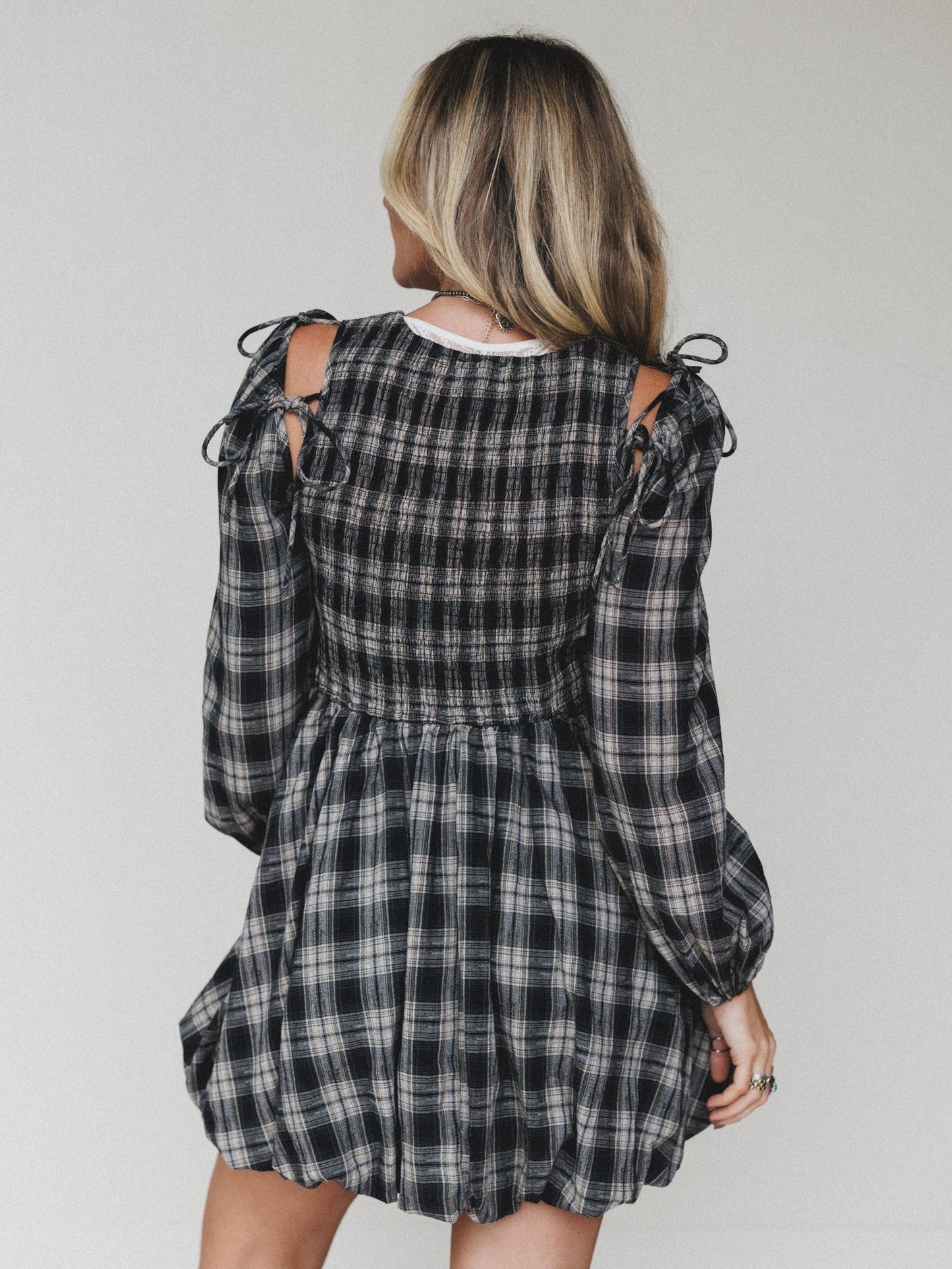 Sunset Rust Plaid Dress - Black