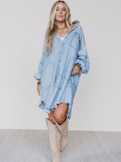 Ophelia Oversized Denim Dress - Washed Denim