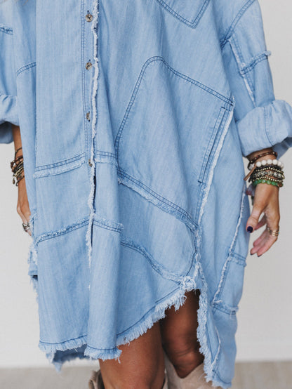 Ophelia Oversized Denim Dress - Washed Denim