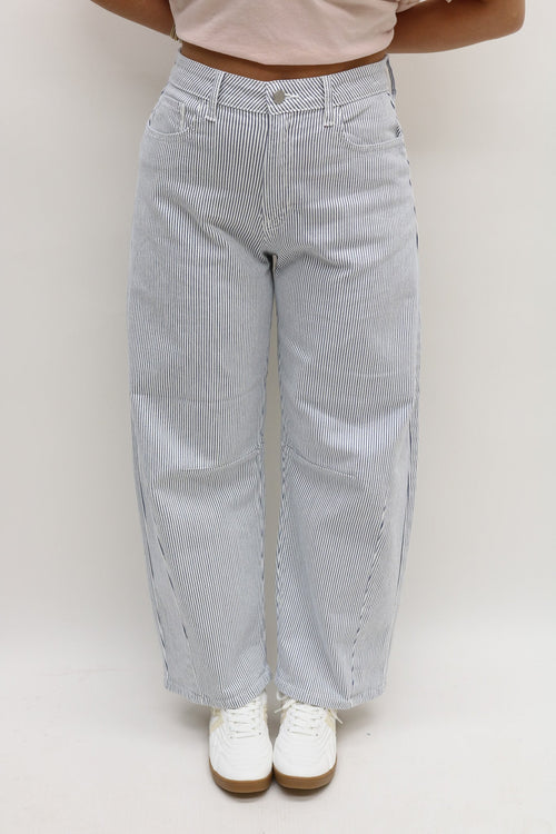 Just Black Denim Striped Barrel Jean