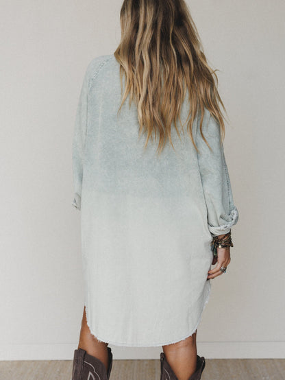 All You Do Tie Dye Corduroy Tunic Dress - Sage
