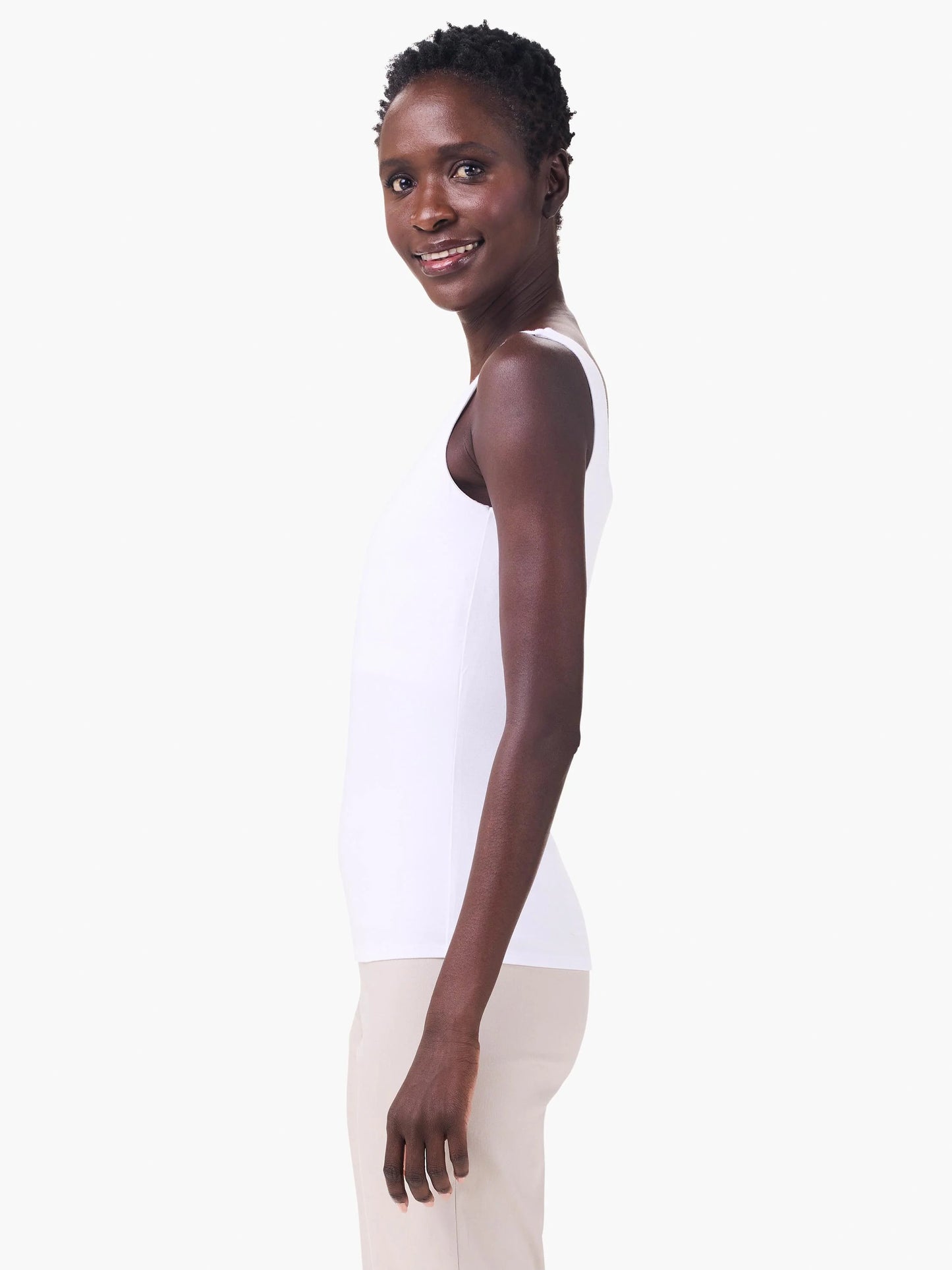 Sleek Jersey Split Neck Tank