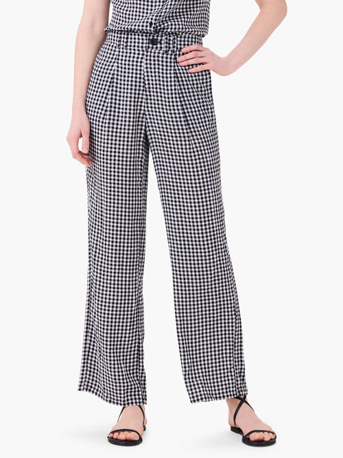 Drapey Gingham Wide-Leg Pant