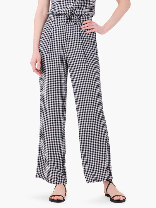 Drapey Gingham Wide-Leg Pant