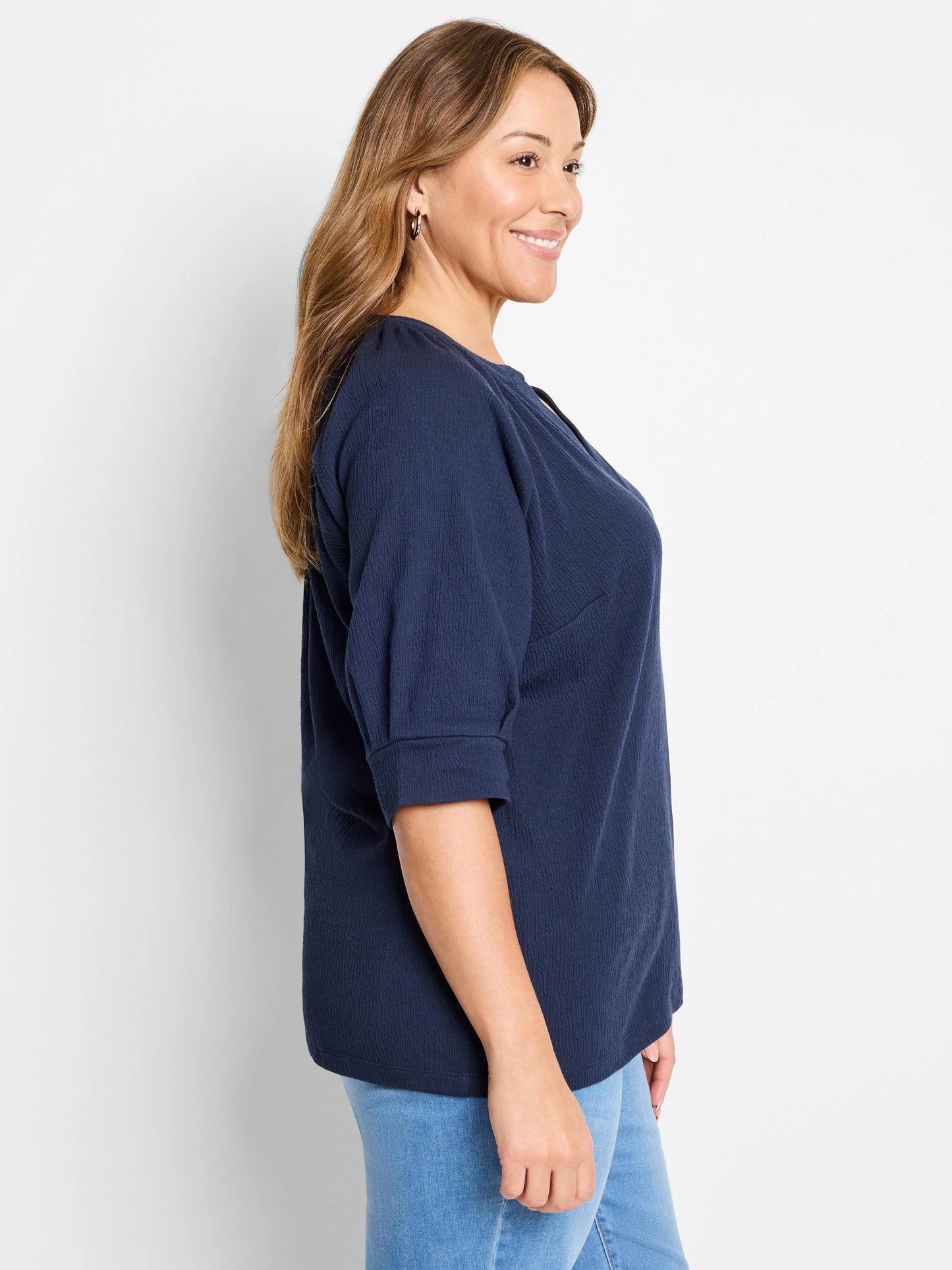Crinkle Knit Café Top