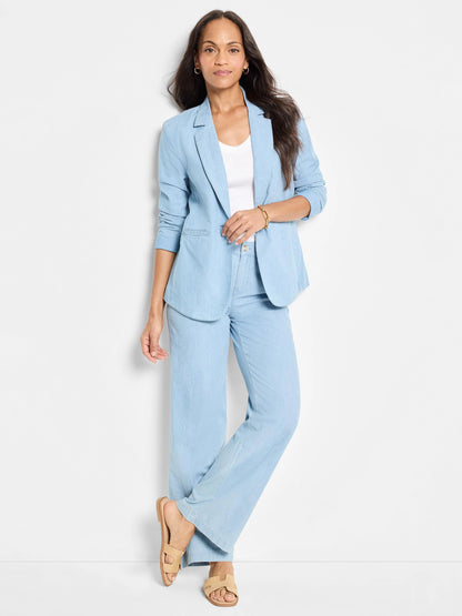 Denim Linen Wide-Leg Pant