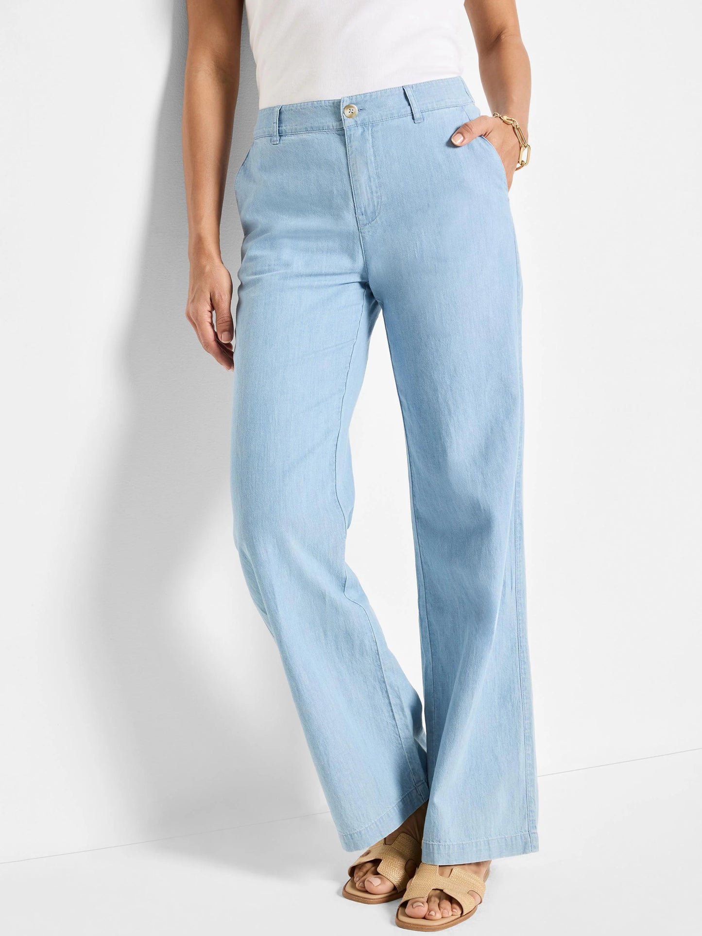 Denim Linen Wide-Leg Pant
