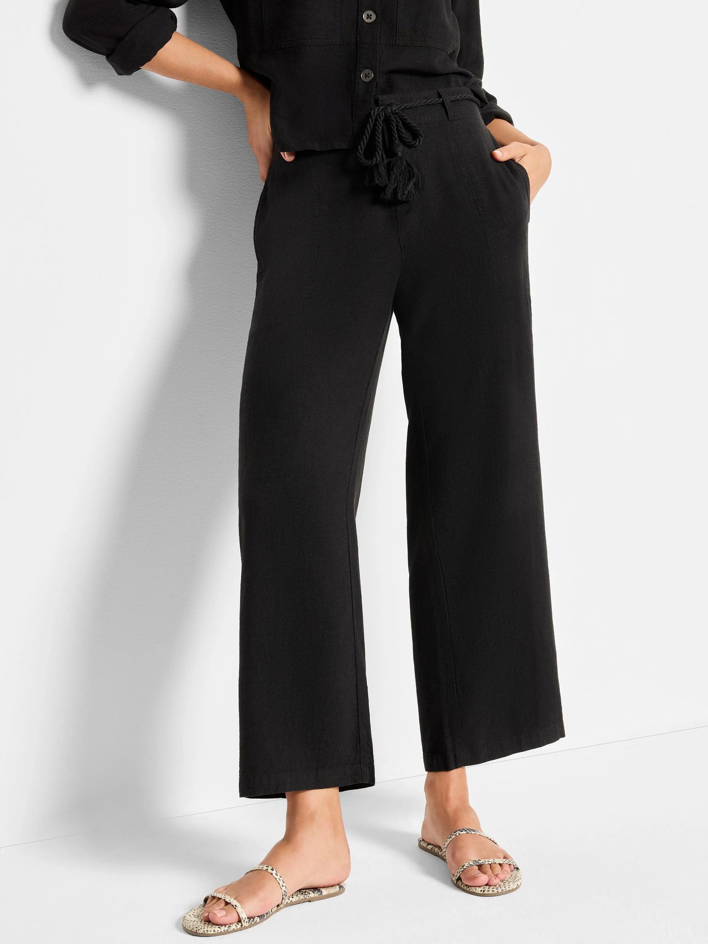 Rumba Linen Rope Belt Cropped Pant