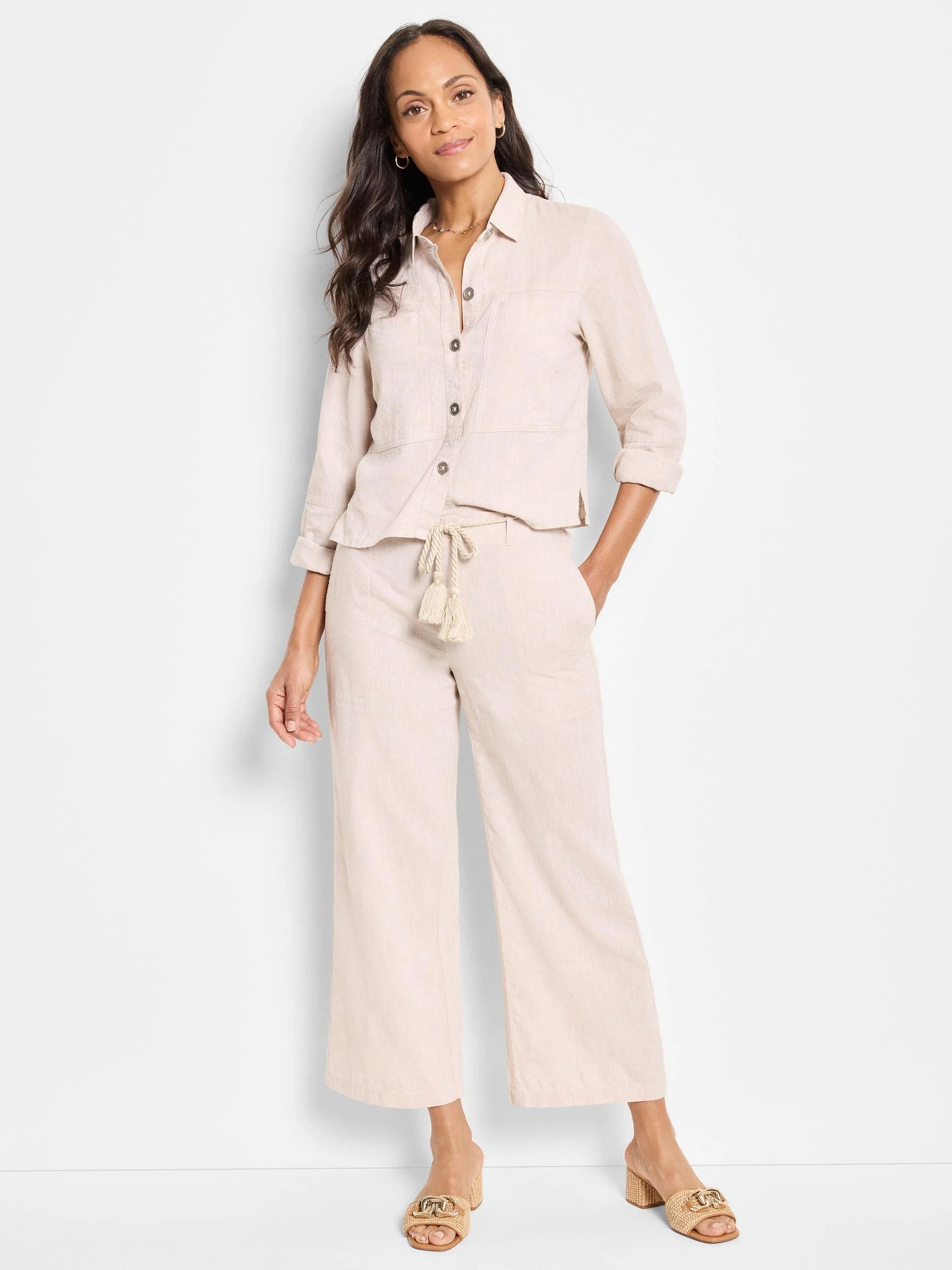 Rumba Linen Rope Belt Cropped Pant