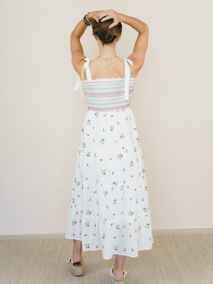 Santorini Embroidered Dress - Off White