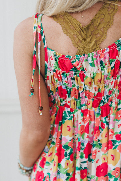 The Nest Bohemian Grace Maxi Dress - Red Floral