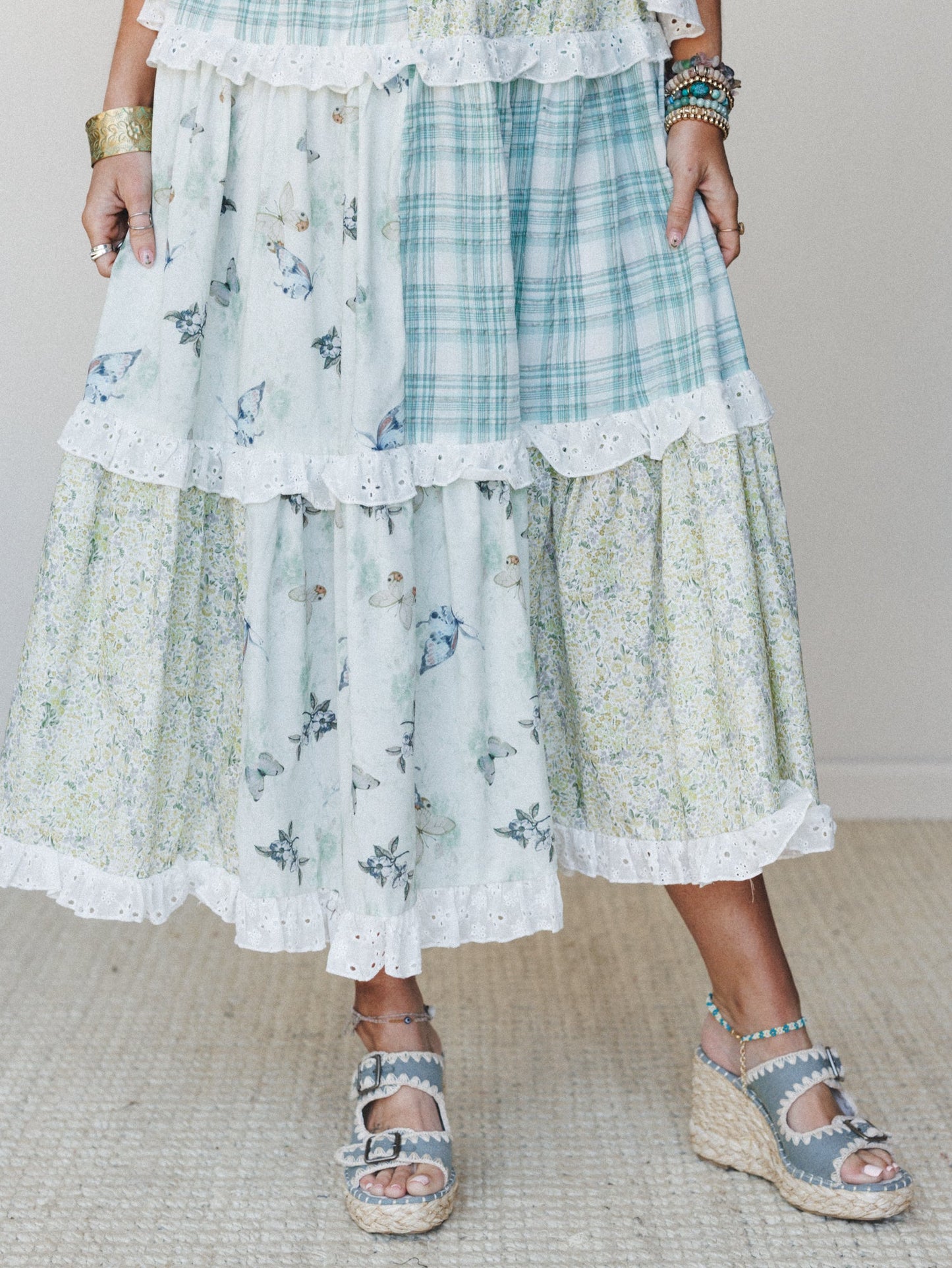 Nature Gathering Dress - Olive Multi