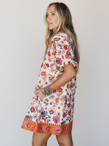 Julie Floral Dress - Ivory