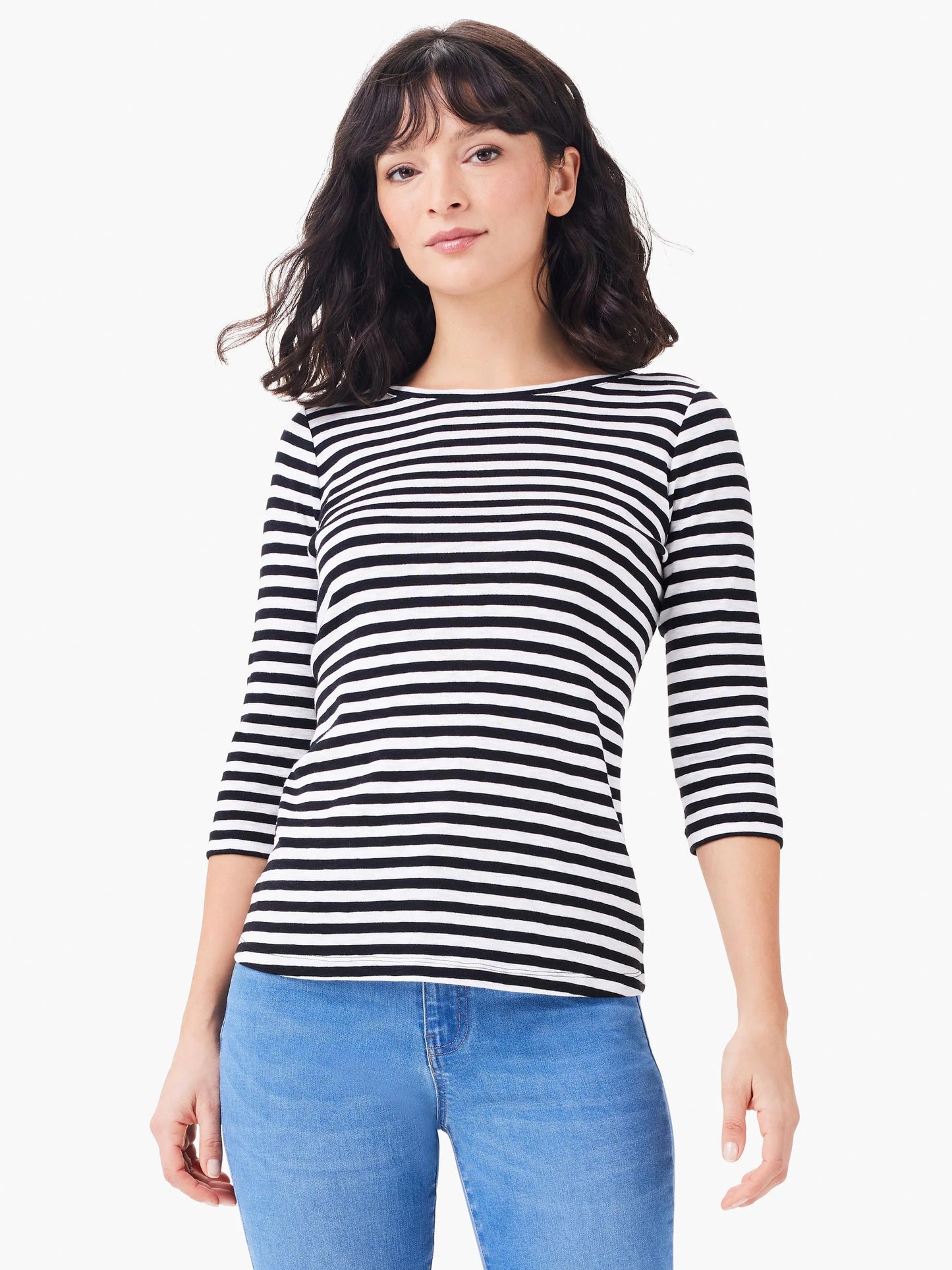 NZT 3/4 Sleeve Stripe Boat Tee