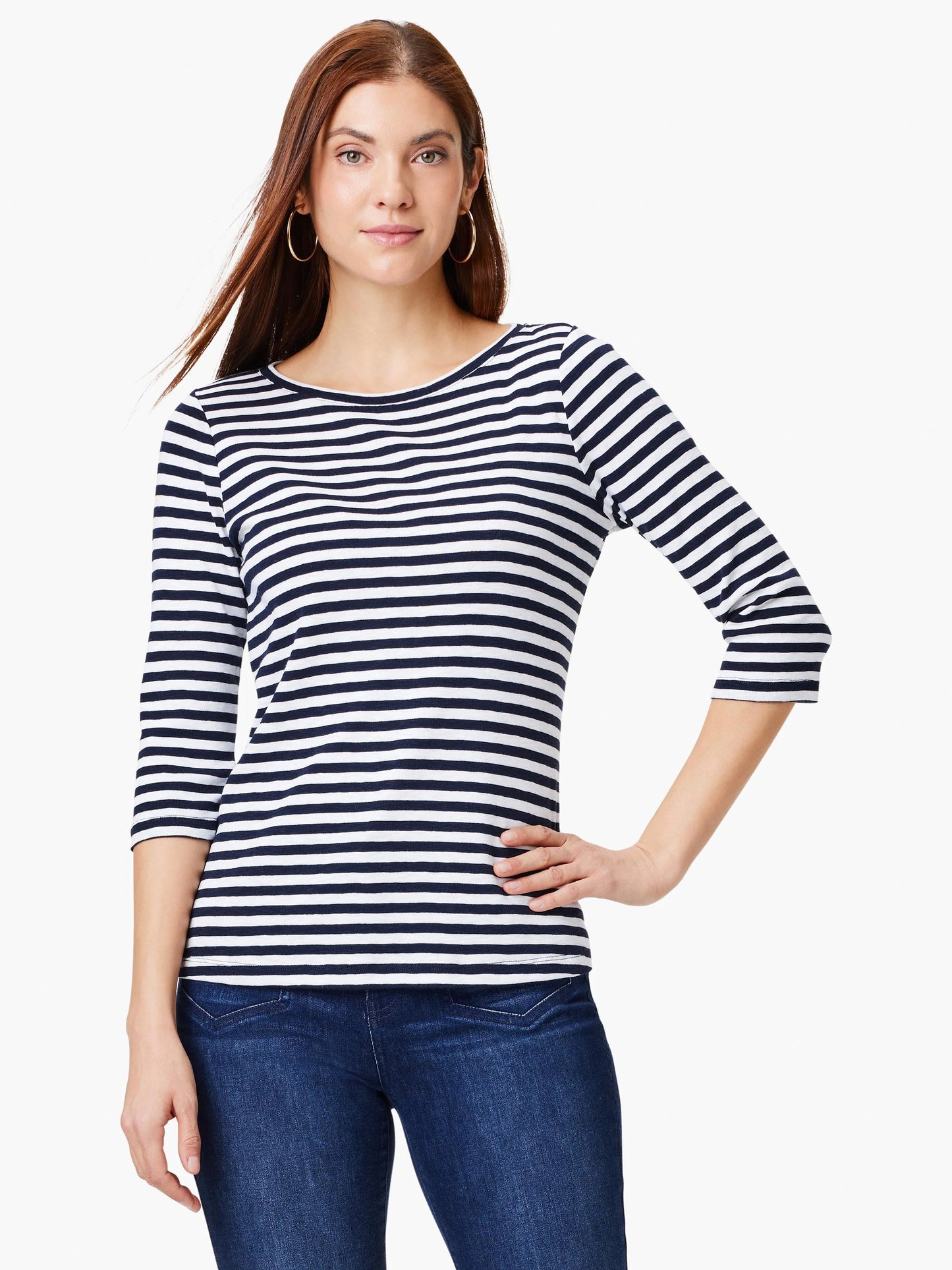 NZT 3/4 Sleeve Stripe Boat Tee