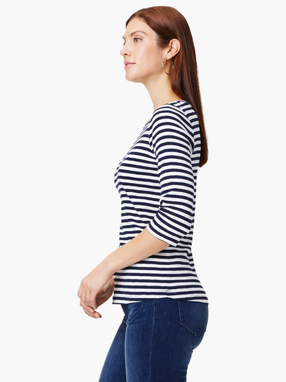 NZT 3/4 Sleeve Stripe Boat Tee